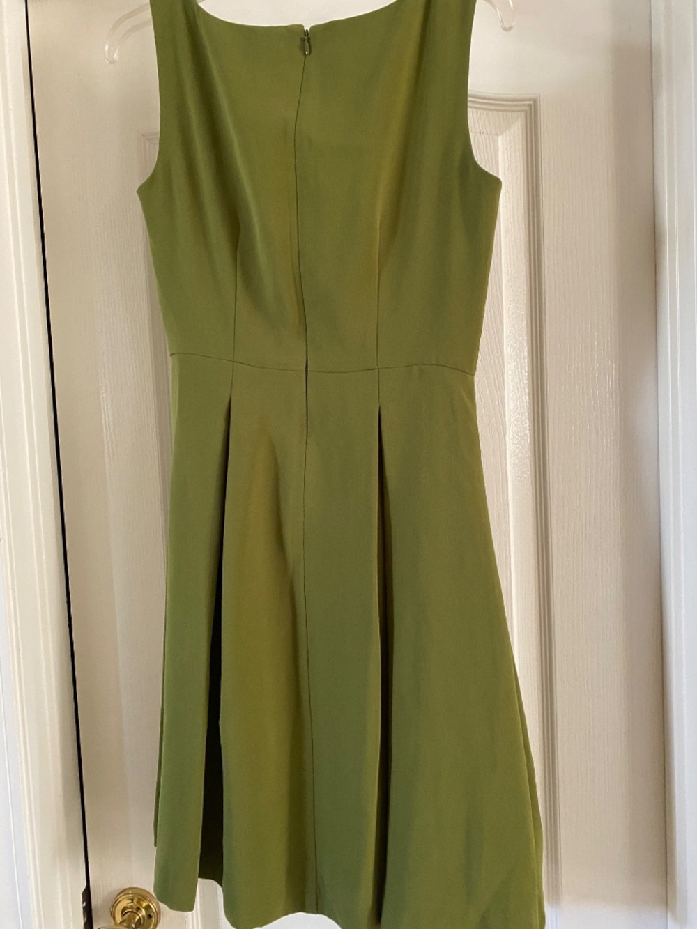 Ann Taylor Olive Green Sleeveless Pleated Midi Dress - Picture 2 of 5